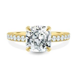 Anillo de compromiso AFAR Jewels de plata de ley chapado en oro con moissanita de corte cojín y halo, para fiestas y bodas, engaste de púas - Product Image 2