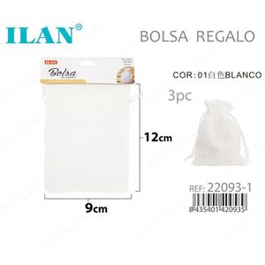 Sacchetto Regalo Ilan 9x12 Cm in Cotone Bianco con Cordoncino per Regali - Product Image 1