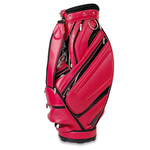 Sac de golf imperméable haut de gamme avec 14 séparateurs pleine longueur et texture en fibre de carbone rose vif pour la protection des clubs - Product Image 3