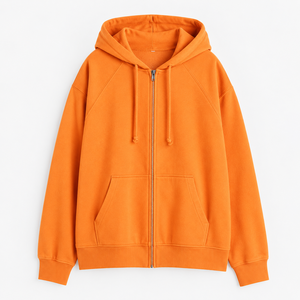Custom Full-Face Zipper <b>Hoodie</b> Oversized Regular Fit Solid Color Casual Fleece <b>Hoodie</b> with Pockets Autumn Wear - Product Image 1