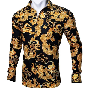 Camisas de Seda con Estampado Floral para Hombre, Camisas Casuales de Manga Larga para Otoño, Camisa de Vestir con Diseño Floral para Hombre - Product Image 2