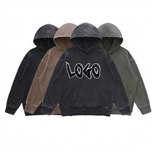 เสื้อสเวตเชิ้ตมีฮู้ดขนาดใหญ่พิเศษสำหรับผู้ชาย สไตล์ลำลอง พิมพ์ลายโลโก้ มีกระเป๋าหน้า ทรงปกติ เหมาะสำหรับใส่ในฤดูใบไม้ร่วง ผลิตจากผ้าฝ้ายถัก สีดำ สีน้ำตาล สีเขียวมะกอก - Product Image 1