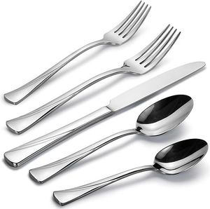 Juego de cubiertos modernos de acero inoxidable para mesa de comedor, hogar, cocina, restaurante, hotel, catering, bodas y fiestas. - Product Image 2