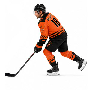 Ensemble de maillots de hockey sur glace sublimés personnalisés, orange et noir, manches longues, évacuation de l'humidité, uniforme pour hommes adultes avec numéros d'équipe - Product Image 4
