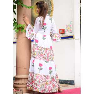 เดรสผ้าฝ้ายคอปกทรงเอไลน์ ระบายอากาศได้ดี ลายบาต้าพร้อมลายจาล  เอวทรงธรรมชาติ เหมาะสำหรับใส่ในชีวิตประจำวัน - Product Image 2