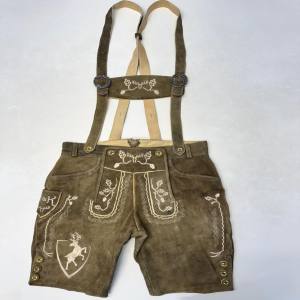 Pantalones Lederhosen de Piel de Cabra Ecológicos para Hombre, Estilo Oktoberfest, Cintura Media, Transpirables, Hasta la Rodilla - Product Image 2