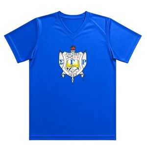Camiseta Azul Rey para Mujer con Cuello en V y Gráfico Central, Manga Corta, Estilo Deportivo Casual para Uniformes de Equipo Personalizados - Product Image 2