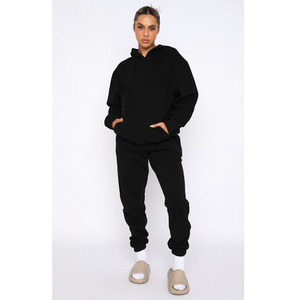 Custom Streetwear Sweatsuit Cut <b>Sew</b> Applique Distressed Embroidery Patch Cropped Hoodie and Sweatpants <b>Set</b> Tracksuits for Women - Product Image 5