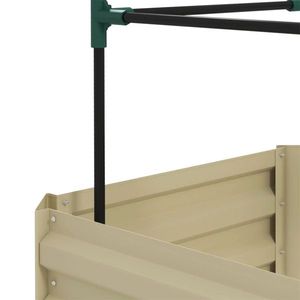 Fioriera zincata bianco crema 61x61x30 cm con supporto in rattan, elegante traliccio e cancelli - Product Image 5