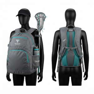 Mochila Deportiva de Poliéster 600D de 280 GSM, Diseño de Paneles Gris Teal, Logotipo Personalizado OEM, para Lacrosse - Product Image 1