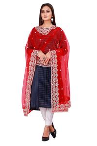 Nouvelle Collection : Kurti et Dupatta Indiens et Pakistanais Tendance en Tissu Filet Rouge – Tenue Ethnique Exclusive pour Femme - Product Image 6