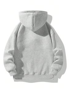 Sudadera con Capucha Extra Grande para Hombre, con Cierre de Media Cremallera, Color Sólido, Diseño Personalizado, Informal, de Algodón French Terry, para Otoño - Product Image 2
