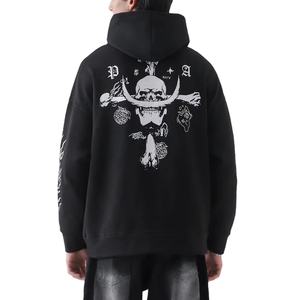 เสื้อฮู้ดดี้สตรีทแวร์ผ้าฝ้าย 100% คุณภาพสูง ลายหนวดขาว - เสื้อฮู้ดดี้โอเวอร์ไซส์ทรงครอปแบบ unisex  แบบสวมหัว - Product Image 5