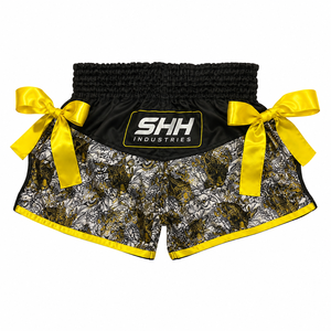 Pantalones Cortos de Boxeo Tailandés SHH Premium con Lazos Laterales, Estampado de Calavera, Cintura Alta, para Kickboxing, Ropa Deportiva Personalizada con Etiqueta Privada - Product Image 1