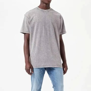 T-shirts en coton tricoté 100% pour hommes, style streetwear hip-hop, coupe classique, effet délavé à l'acide, personnalisables avec logo et motif, vente en gros - Product Image 2