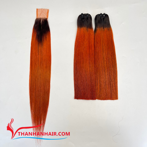 Extensions de cheveux en mèches lisses, couleur ombrée, 100% cheveux fabriqués au Vietnam, haute qualité - Product Image 2