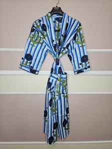 Vestido de Fiesta al por Mayor, Kimono Indio Hecho a Mano de Seda, Estampado Floral, Cuello en V, Cierre con Cordón, Largo, Manga Larga, Suave, para la Playa - Product Image 2