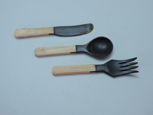 Ensemble d'ustensiles Black Horn 3 pièces (cuillère, fourchette, couteau) légers, lavage à la main uniquement - Product Image 5