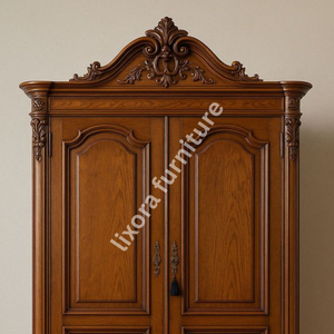 Luxury Handcrafted Solid Wood 2 Door <b>Wardrobe</b> Ornate Victorian Carving Premium Finish Armoire - Product Image 2