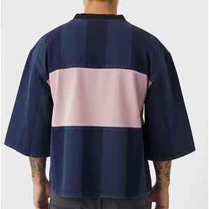 T-shirt homme col V en coton 100% sur mesure, color block, épaules tombantes, style ringer, t-shirt homme premium, coton doux, t-shirt décontracté - Product Image 3
