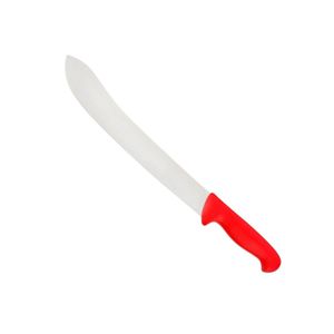 Couteaux de boucher à manche rouge avec lame courbée argentée, poignée ergonomique avec protège-doigts pour la découpe et le façonnage de la viande et la préparation des aliments en cuisine - Product Image 3