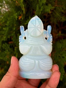 Opalite Ganesha <b>Statue</b> | 4 Inch Hand Carved Ganesh Idol | Crystal Hindu Deity for Temple & Spiritual Decor - Product Image 5