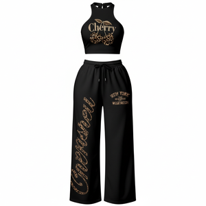 Conjunto de Dos Piezas de Ropa Urbana de Verano para Mujer, Top Corto y Pantalones Jogger, Chándal con Estampado Gráfico Personalizado Ecológico, Venta al Por Mayor - Product Image 1