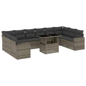 Conjunto de Sofá Modular de Jardín en Ratán Gris con Reposabrazos Ajustables, Muebles de Exterior de Diseño Contemporáneo para 6 Personas - Product Image 4
