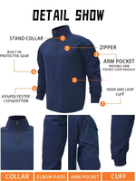 Combinaison de sécurité tactique bleue à manches longues en spandex pour hommes, idéale pour les activités industrielles, les sports de plein air et l'entraînement, durable et respirante