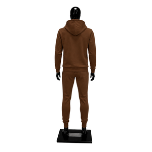 Conjunto de Sudadera con Capucha y Pantalones Deportivos para Hombre, Color Marrón, Manga Larga, Informal, 100% Algodón, Cierre con Cordón, Impresión por Transferencia de Calor - Product Image 2