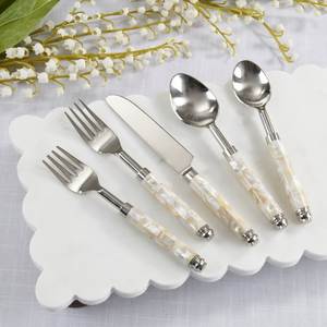 Ensembles de couverts décoratifs réutilisables de qualité alimentaire avec poignées en nacre – Vaisselle de table en métal à prix abordable - Product Image 5