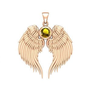 Opal Angel Wing Birthstone <b>Pendant</b> Rose Gold Plated with Round Opal Stone 3 cm Wing Charm Necklace Jewelry - Product Image 6