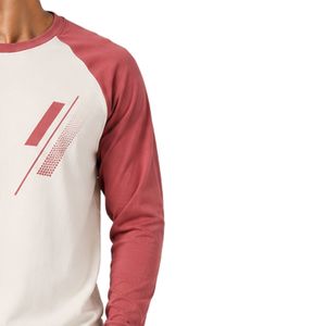 <b>White</b> And Dusty Rose Raglan Long Sleeve T Shirt Men Premium Cotton Crew Neck Graphic Baseball Tee Custom OEM Streetwear Apparel - Product Image 4