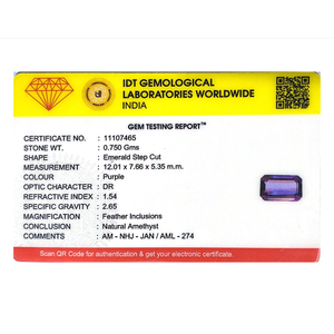 Loose Certified Natural Amethyst Gemstone-3.75 Carat High Quality Wholesale - Product Image 4