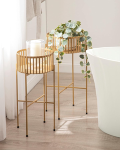 Juego de 2 Soportes Modernos para Plantas de Metal Dorado, Maceteros Decorativos Poco Profundos con Alturas Escalonadas para Suculentas de Crecimiento Bajo - Product Image 5