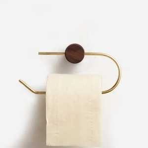 Porte-rouleau de papier toilette mural antidérapant en bois de style américain vintage avec plaque de fixation trèfle pour salle de bain - Product Image 4
