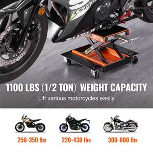 Sollevatore a Forbice per Moto e ATV da 1100 libbre con Carrello e Manovella, Nuovo Sollevatore Moto in Acciaio con Cavalletto Centrale Largo D - Product Image 5