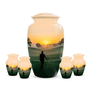 Urna Funeraria Personalizada, Recuerdo Conmemorativo, Diseño de Atardecer en Campo de Golf, para Recordar a un Ser Querido - Product Image 4