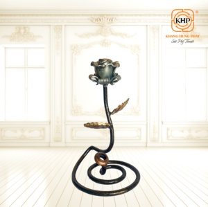 Figurine moderne en fer forgé antique, fleur de rose éternelle, revêtement anti-rouille par poudrage, pour cadeau de mariage ou de Saint-Valentin - Product Image 3