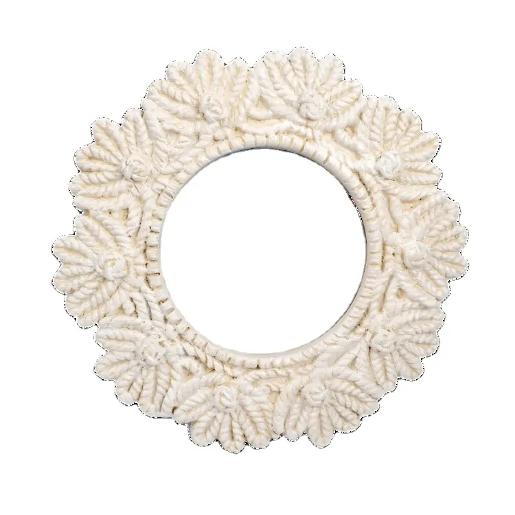 Wholesale Price Cast Poly Resin Wool Style Flowers Design Ivory W/Wash White Finishing Photo Frame For 4"x4" Photo