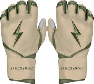 Bruce Bolt Blue Leather Batting Gloves Padded Hook And Loop Closure Unisex Adult Training - Product Image 2