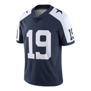 Maillot de football américain personnalisé sublimé pour homme, col en V, manches courtes, numéro 19, style équipe, en polyester anti-humidité - Product Image 2