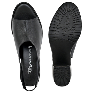 Chaussures décontractées à talon haut pour femme en cuir véritable avec finition placage, bout ouvert, à enfiler, souples, pour le printemps et l'été - Product Image 4