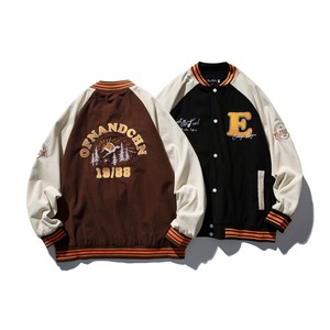 Chaqueta Varsity para Hombre, Color Marrón, con Bloques de Color en Patchwork, Cuello Camisero, Corte Regular, Estilo Preppy, Ecológica, 100% Poliéster - Product Image 2