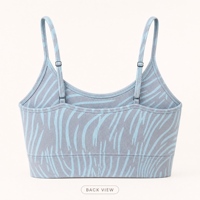 Soutien-gorge de sport sans couture pour femme, motif rayé ondulé, haut court de yoga et de gym, bretelles spaghetti ajustables, col rond, soutien-gorge athlétique de fitness