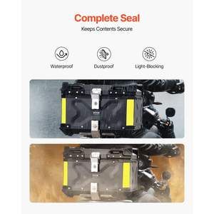 Bauletto Moto Universale in Lega di Alluminio 65L Impermeabile Staccabile Nero con Rivestimento in Pelle e Cuscino Posteriore con Serratura - Product Image 4