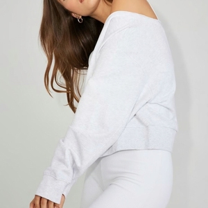 Sweat-shirt à col bateau et épaules dénudées pour femme, pour un style décontracté, sweat-shirt élégant à col bateau et épaules dénudées pour femme - Product Image 6