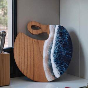 Bandeja Decorativa Redonda Multifuncional de Resina Estilo Art Deco con Diseño Oceánico para Bodas - Product Image 4