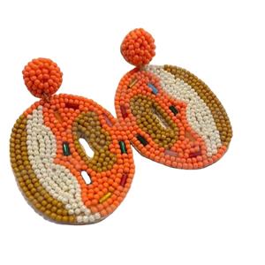 SANDALIAS de cadena de oro, pendientes con cuentas para mujer, color patriótico naranja blanco azul para boda o día conmemorativo - Product Image 1