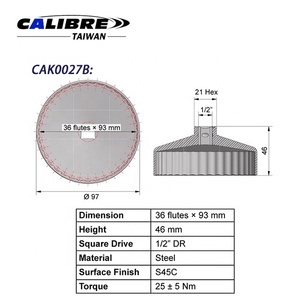 Clé à douille pour filtre à huile en acier forgé TAIWAN CALIBRE 30 ou 36 flûtes 1/2 pouce carré pour douilles de filtre à huile Ford - Product Image 6